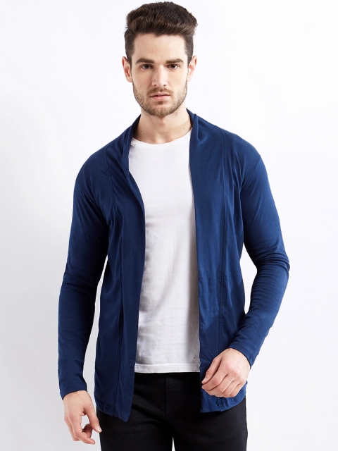 

Maniac Navy Blue Solid Open Front Shrug