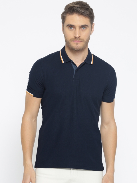 

Peter England Casuals Men Navy Blue Solid Polo Collar T-shirt