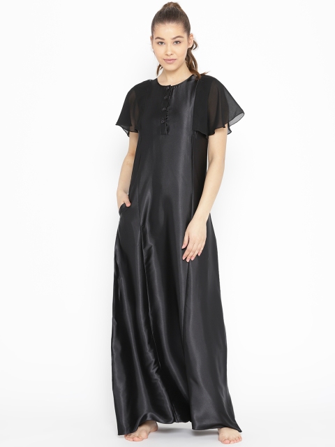 

Sweet Dreams Black Solid Maxi Nightdress