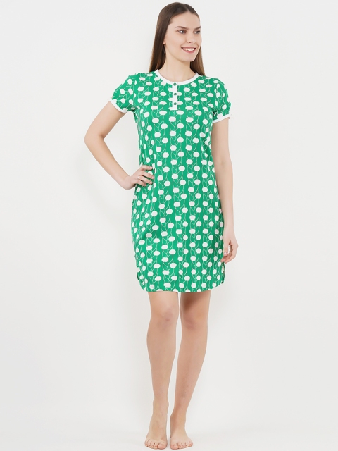 

Sweet Dreams Green & White Printed Nightdress 2057A9-AOP-10