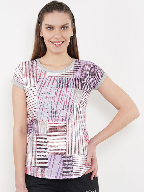 

Sweet Dreams Women Grey & Purple Printed Lounge T-shirt