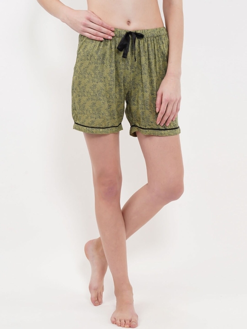 

Sweet Dreams Women Olive Green & Navy Blue Printed Lounge Shorts