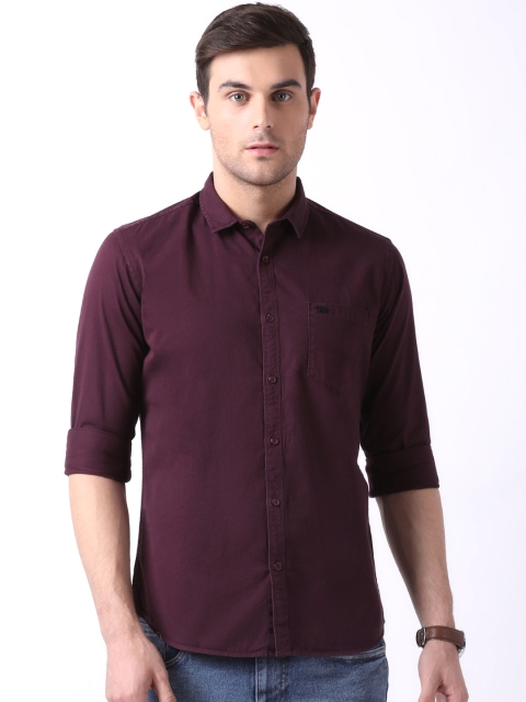 

THE BEAR HOUSE Men Maroon Club Slim Fit Solid Casual Shirt
