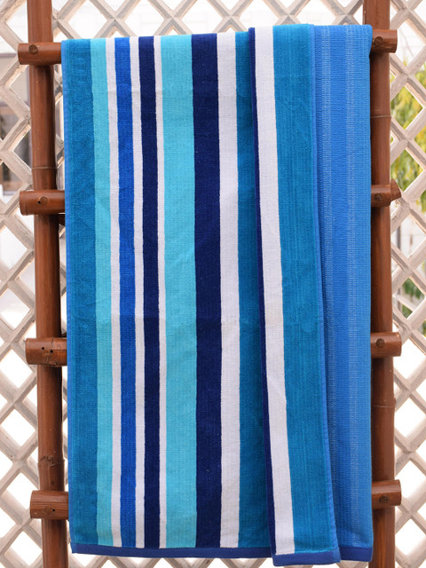 

Avira Home Blue Striped 480 GSM Cotton Bath Towel