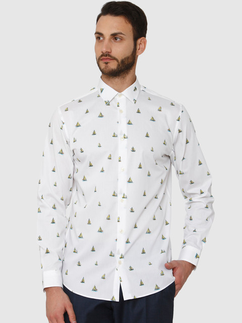 

SELECTED Men White Regular Fit Printed Formal Shirt