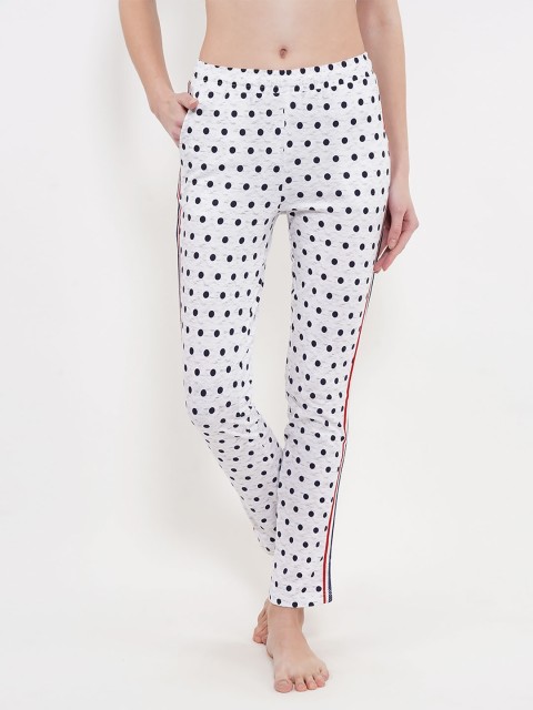 

Sweet Dreams Women White & Navy Printed Lounge Pants