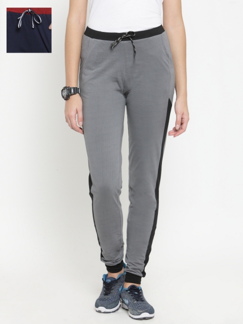 

Boston Club Women Pack of 2 Solid Slim Fit Track Pants, Grey melange