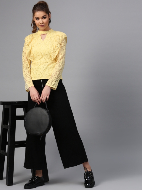 

STREET 9 Women Yellow Lace Top