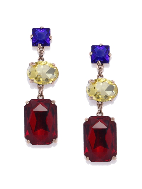 

OOMPH Gold-Toned & Red Classic Drop Earrings