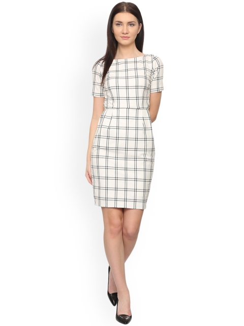 

Van Heusen Woman Women White Checked Sheath Dress