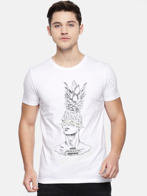 

Jack & Jones Men White Printed Slim Fit Round Neck T-shirt