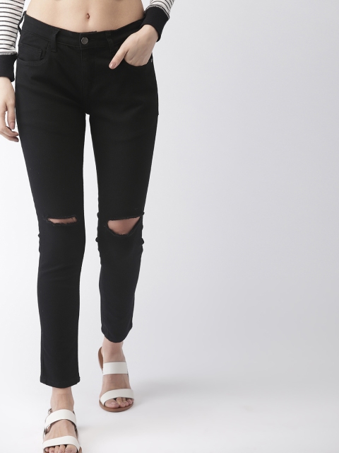 

Mast & Harbour Women Black Skinny Fit Mid-Rise Slash Knee Stretchable Jeans