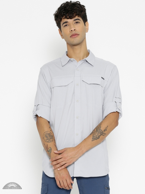 

Columbia Men Grey Solid Silver Ridge Lite Long Sleeve Shirt