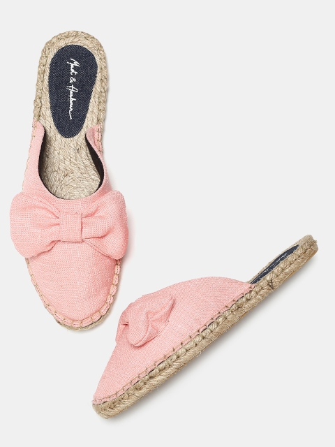 

Mast & Harbour Women Pink Solid Canvas Mules