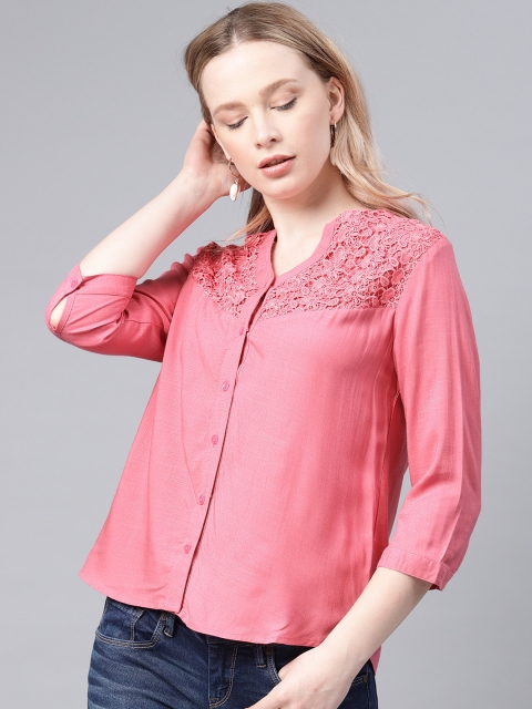 

NUSH Women Pink Solid Shirt Style Top