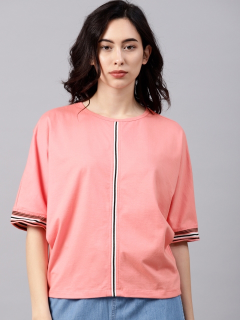 

NUSH Women Peach-Coloured Solid Top