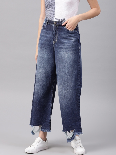 

NUSH Women Blue Flared Mid-Rise Mildly Distressed Jeans