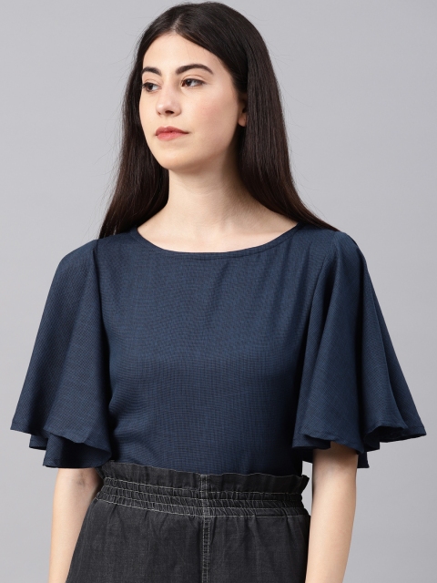 

NUSH Women Navy Blue Solid Top
