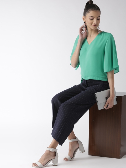 

Madame Women Green Solid Wrap Top