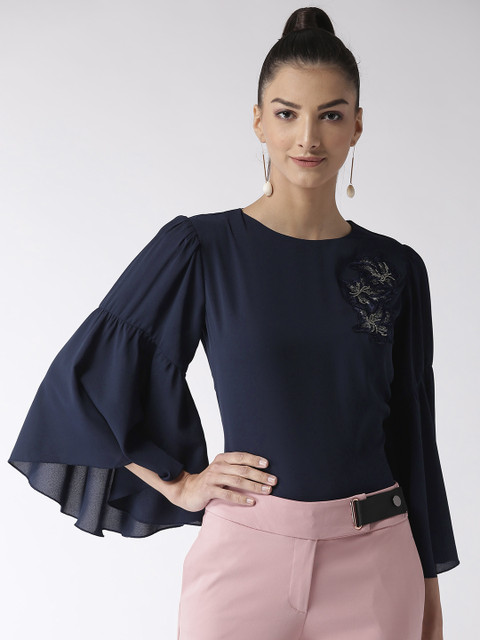 

Madame Women Navy Blue Solid Top