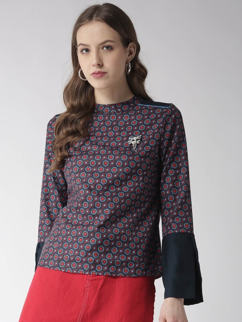 

Madame Women Navy Blue & Red Printed Top