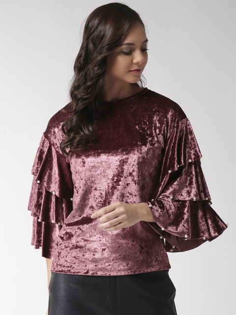 

Madame Women Mauve Velvet Finish Solid Top