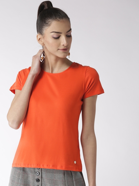 

Madame Women Orange Solid Styled Back Top