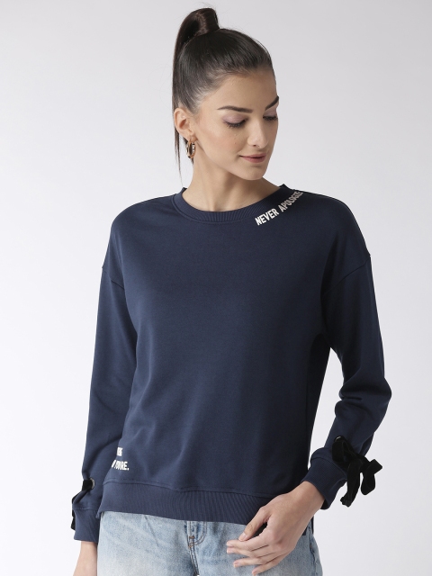 

Madame Women Navy Blue Solid Sweatshirt