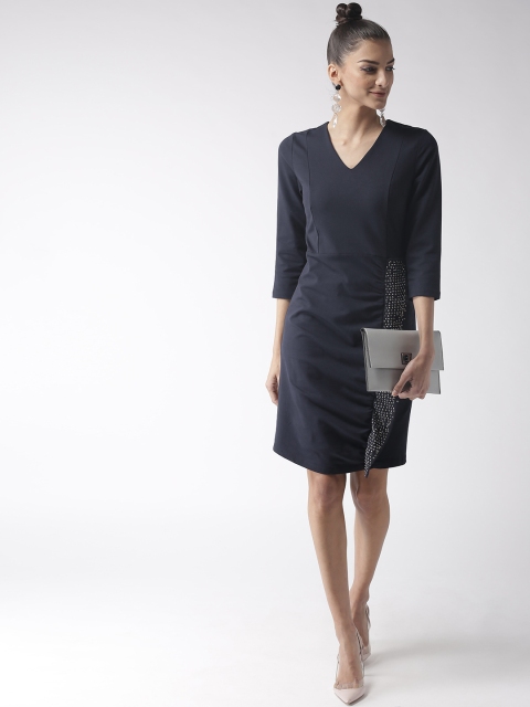 

Madame Women Navy Blue Solid Sheath Dress