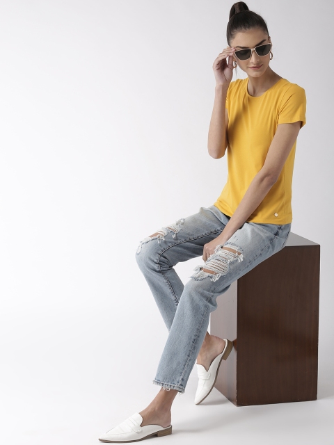 

Madame Women Mustard Yellow Solid Styled Back Top