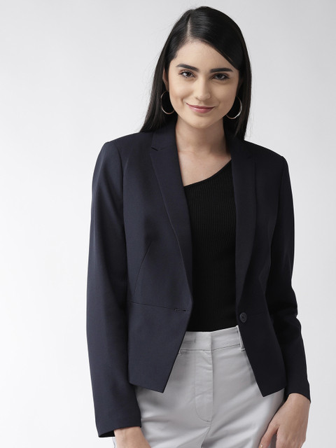

Marks & Spencer Women Navy Blue Solid Tailored Jacket