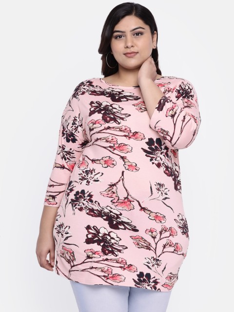 

aLL Plus Size Women Pink Maroon Printed Top