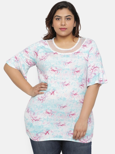 

aLL Plus Size Women Blue Printed Top