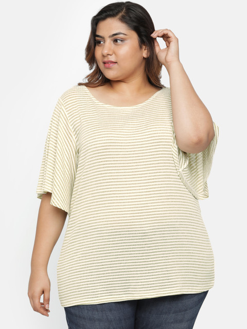 

aLL Plus Size Women Off-White Striped Top