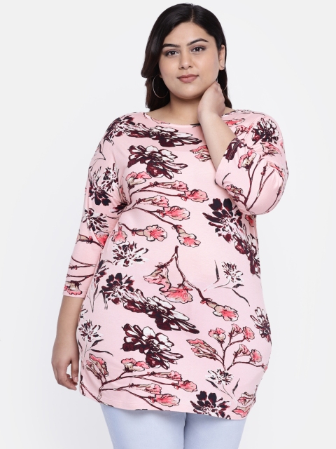 

aLL Plus Size Women Pink Printed Tunic