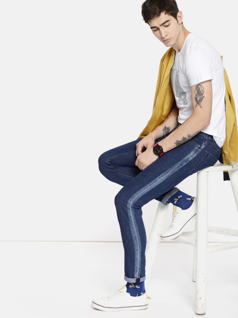 

SINGLE Men Blue Skinny Fit Mid-Rise Clean Look Stretchable Jeans