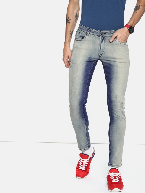 

SINGLE Men Blue Skinny Fit Mid-Rise Mildly Distressed Stretchable Jeans