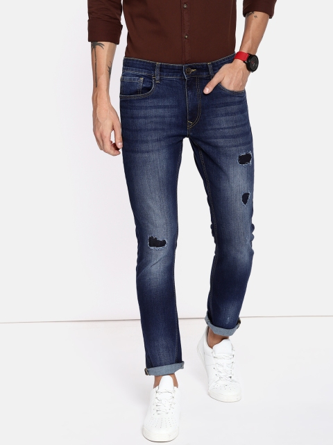 

SINGLE Men Blue Slim Fit Mid-Rise Mildly Distressed Stretchable Jeans