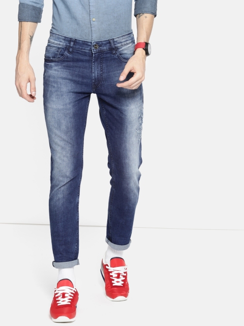 

SINGLE Men Blue Slim Fit Mid-Rise Mildly Distressed Stretchable Jeans