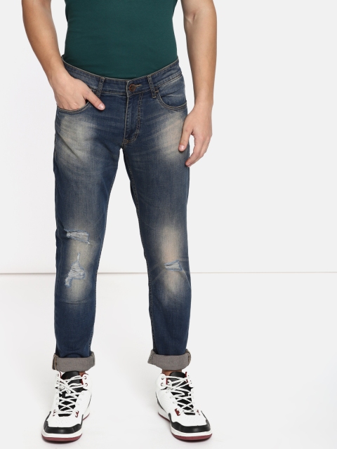 

SINGLE Men Blue Slim Fit Mid-Rise Mildly Distressed Stretchable Jeans