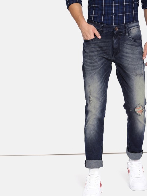 

SINGLE Men Blue Slim Fit Mid-Rise Mildly Distressed Stretchable Jeans