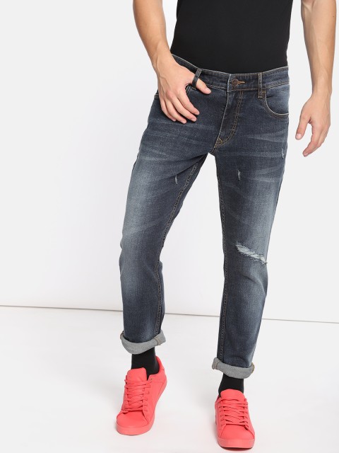 

SINGLE Men Blue Slim Fit Mid-Rise Mildly Distressed Stretchable Jeans