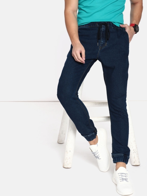 

SINGLE Men Blue Slim Jogger Mid-Rise Clean Look Stretchable Jeans