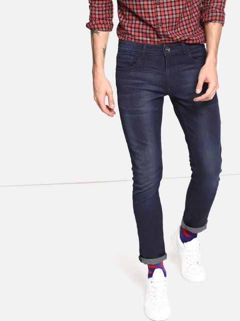 

SINGLE Men Dark Blue Slim Fit Mid-Rise Clean Look Stretchable Jeans