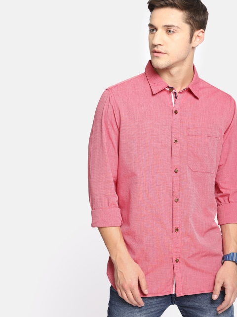 

SINGLE Men Red Slim Fit Solid Casual Shirt