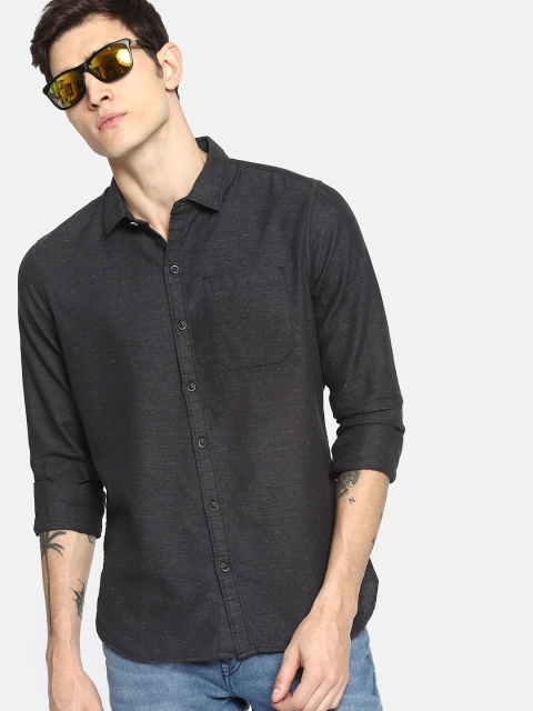 

SINGLE Men Charcoal Grey Slim Fit Casual Shirt