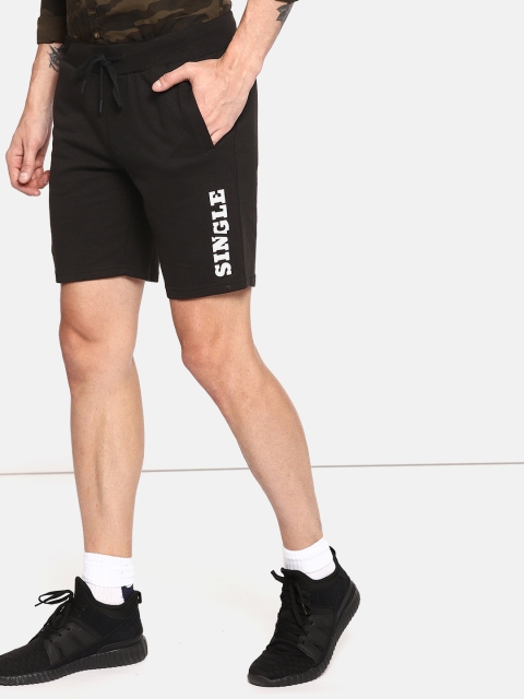 

SINGLE Men Black Solid Slim Fit Regular Shorts