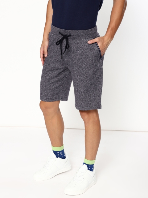 

SINGLE Men Navy Blue Solid Slim Fit Regular Shorts