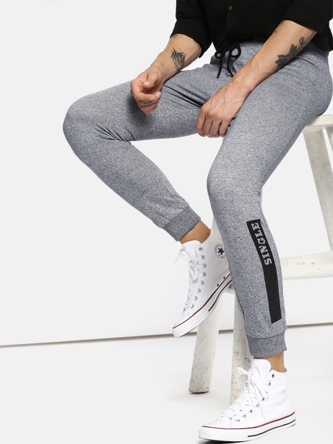 

SINGLE Men Grey Melange Regular Fit Solid Joggers