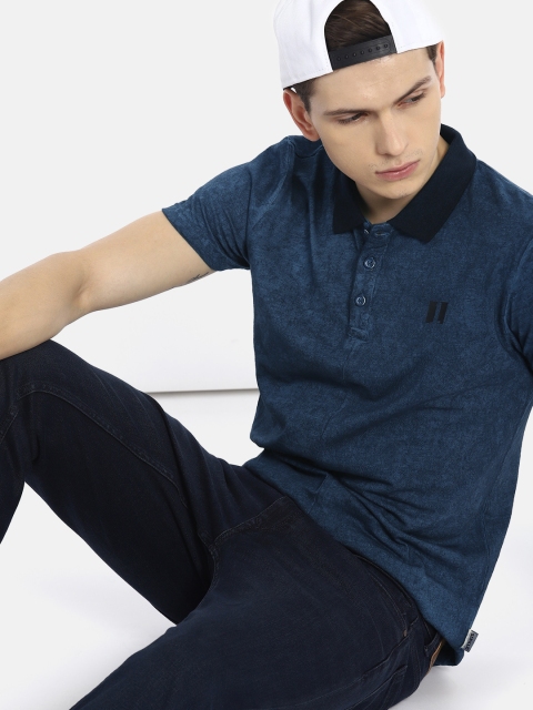 

SINGLE Men Blue Dyed Polo T-shirt